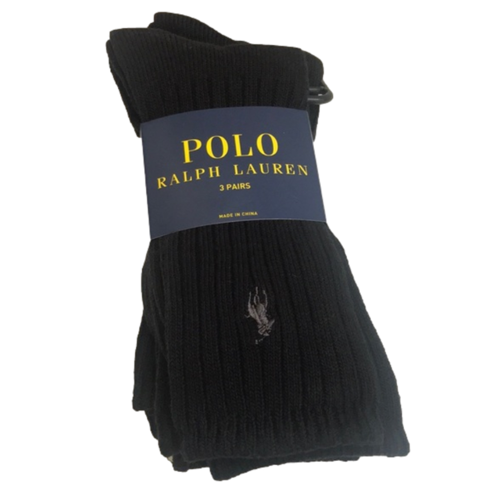 NWT Polo Ralph LaurenBlack 3 pk crew socks